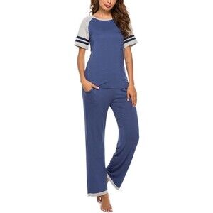 NEW NWT Blue Sz Small Soft Stretchy Shirt & Pants 2 Pc Pajama Lounge Set
